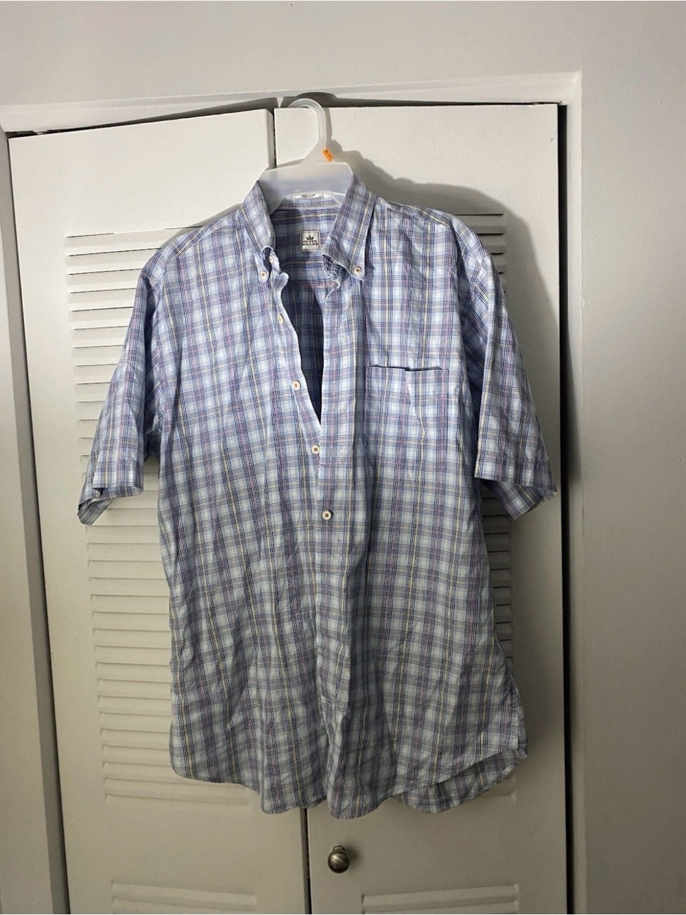 Peter Millar Light Blue and White Plaid Short-Sleeve Button-Down Shirt